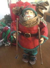 Weihnachtsmann Pappmaché rot grün Höhe 28 cm Nikolaus Santa Vintage XmasLook