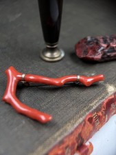 Brosche echte Koralle Silber