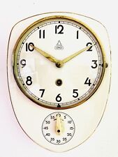 UWS UhrenWerkSchwarzwald mechanische Wanduhr 1930er Jahre Art Déco weiß mit gold