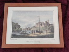 Wunderbares   altes Wand - Bild vom Schloss zu Bernburg (Saale) mit Holz -Rahmen