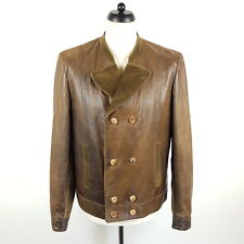 Meindl Hirschleder-Jacke Herren Gr. 50 Braun Grün Leder Trachtenjacke Sämisch