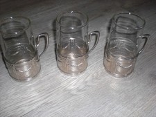 3 uralte DDR Teegläser in dekorativen Alu/Zinn Halterungen aus 60er