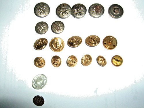 Sammlung alter metall - sammlung, knöpfe