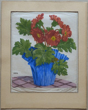 MEPH Farbholzschnitt Geranien 20ziger Jahre UK