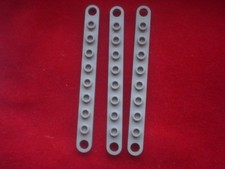 LEGO Technik 3x Gelenk-Platte 1x10 +2 Löcher Ende gezahnt flach #2719 hell Grau