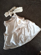 Babykleid Steiff Knopf im Ohr beige Gr. 68 mit Stirnband