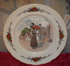 Antik Sarreguemines U&Cie mit elsässischem Obernai-Dekor von Henri Loux, Faience