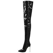 Damen Over Knee Stiefel Schenkelhoch Spitz Stilettoabsatz Reißverschluss Schuhe