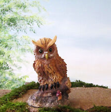 Uhu H:20cm Eule Wald Figur Deko Skulptur Uhu Baumstamm Gartenfigur B-Ware neu