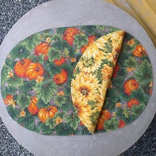 Tischsets Set Untersetzter Doubleface Tischset Kürbis Sonnenblume  Platzdeckchen