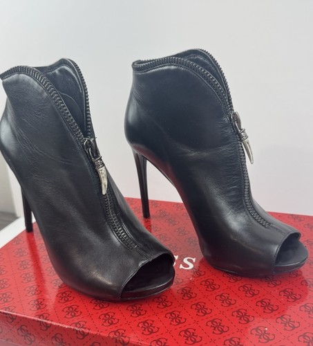 Guess black leather peep toe - peep,