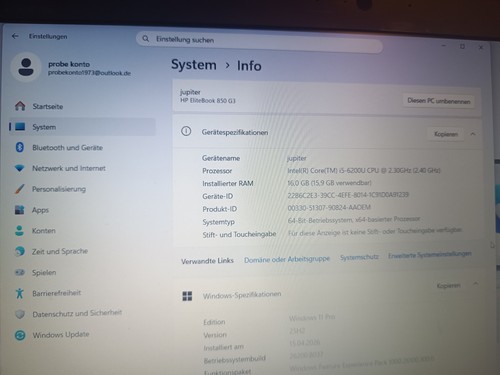 Elitebook 850 i5 6200u - 850, i5-6200u