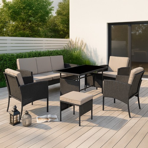 Teilig rattan sitzgarnitur - 6,