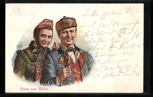 Künstler tracht aus hessen - künstler-ak,