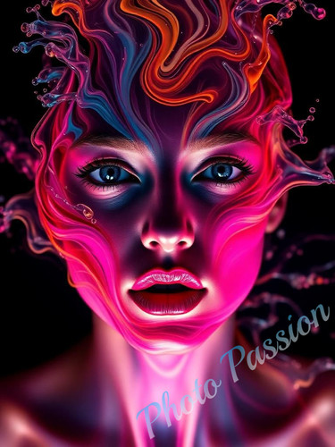 Foto portrait frau neon - foto,