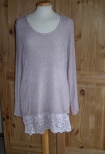 Tredy Bluse Shirt Tunika Kleid Spitze Langarm Gr. 44