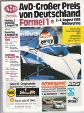 Programmheft GP Deutschland Nürburgring 1985. Lauda, Alboreto, de Angelis,Senna