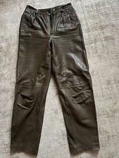 Damen Lederhose schlammfarben, kräftiges schweres Leder, Gr. 36