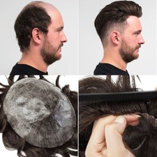 Herren Perücke Echthaar Toupet Toupee Für Männer Haarteil Haarausfall Haarsystem