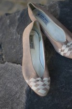 Vintage 80er Laura Berg Leder Pumps Geflochten Braun Slipper Gr. 40