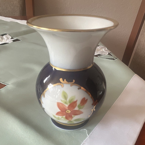 Porzellanvase blau weiß mit - blau/weiß,