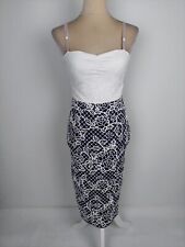 Kleid Lipsy London Gr. UK 10 (S/36) weiß blau Blumen Party dress midi elegant 