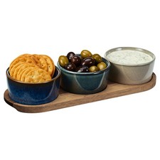 Tapas Servierset 4 tlg. Snack Dips Dipschalen Schalen Teller Schälchen Set rund