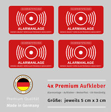 4x Aufkleber Alarm Hinweis Alarmanlage Alarmgesichert Wetterfest UV-Beständig
