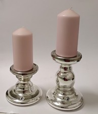 IKEA SHIMMER Kerzenhalter Kerzenständer Silberglas Bauernsilber Blocksilber