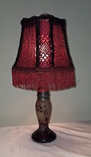 Tischlampe Glasfuß rot bemalt
