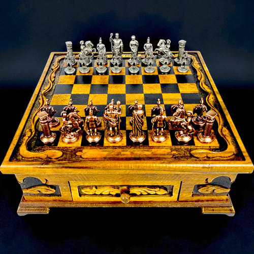 Vintage schachspiel mit - vintage,