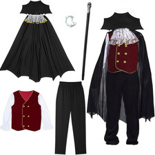 Vampir Kostüm Kinder, Halloween Kostüm Kinder Mit Vampir Zähne, Zepter, Dracula 