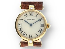 Original Cartier Vendome Damen Brillant Uhr in 750 Gelbgold