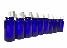 10 x Blauglasflasche 10ml | DIN18 mit Deckel & Tropfgarnitur | kobaltblaues Glas