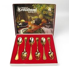 6x WMF Cromargan Kaffeelöffel Serie Kreuzband Ludwig XVI Vergoldet OVP 13,2cm