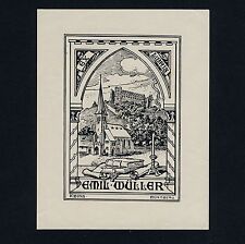 Exlibris Bookplate * K ZINN * Kirche Burg Kerze Candle Castle Church