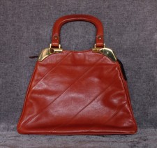 Vintage Goldpfeil Handtasche Echtleder rotbraun