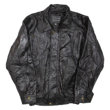 Herren Jacke Schwarz Leder L