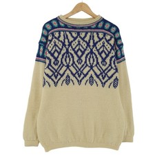 Vintage Nordic Pullover Norwegen Fair Isle Wolle Selten Damen Ar1 Größe XL