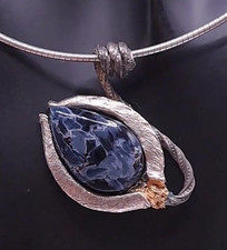 Handgefertigter Silberanhänger "Pietersite Flower" Modell 118, 35x28cm