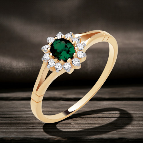 18kt gold smaragd - 18kt, ring