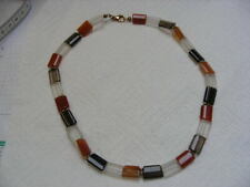 Wunderschönes echtes Halbedelstein-Collier m. Bergkristall, verg. Silberschließe