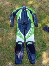 Motorrad Lederkombi Damen, SPYKE, 2-Teiler, Gr. 40, schw.-grün-weiß