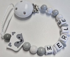 Schnullerkette mit Namen❤️Wunschname❤️Junge❤️ Mädchen❤️Fuchs❤️Holz