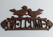 Welcome Türschild Vögel Gusseisen-Schild Antik-Türbeschlag aus Cortenstahl 30cm