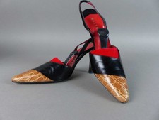 Walter Steiger Damen Schuhe Pumps Gr. 39 Schwarz Leder Slingback Spitz Neu (W)