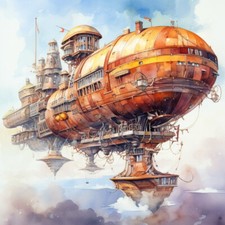 Wandbild Luftschiff Fantasie