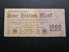 Eine Billion Mark 1923 Note
