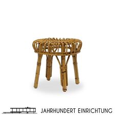Mid Century 50er Bambus Hocker | Vintage Coffee Table Beistelltisch Basket Chair