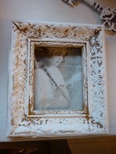 Shabby Chic Bilderrahmen gold weiß Schnörkel Holz